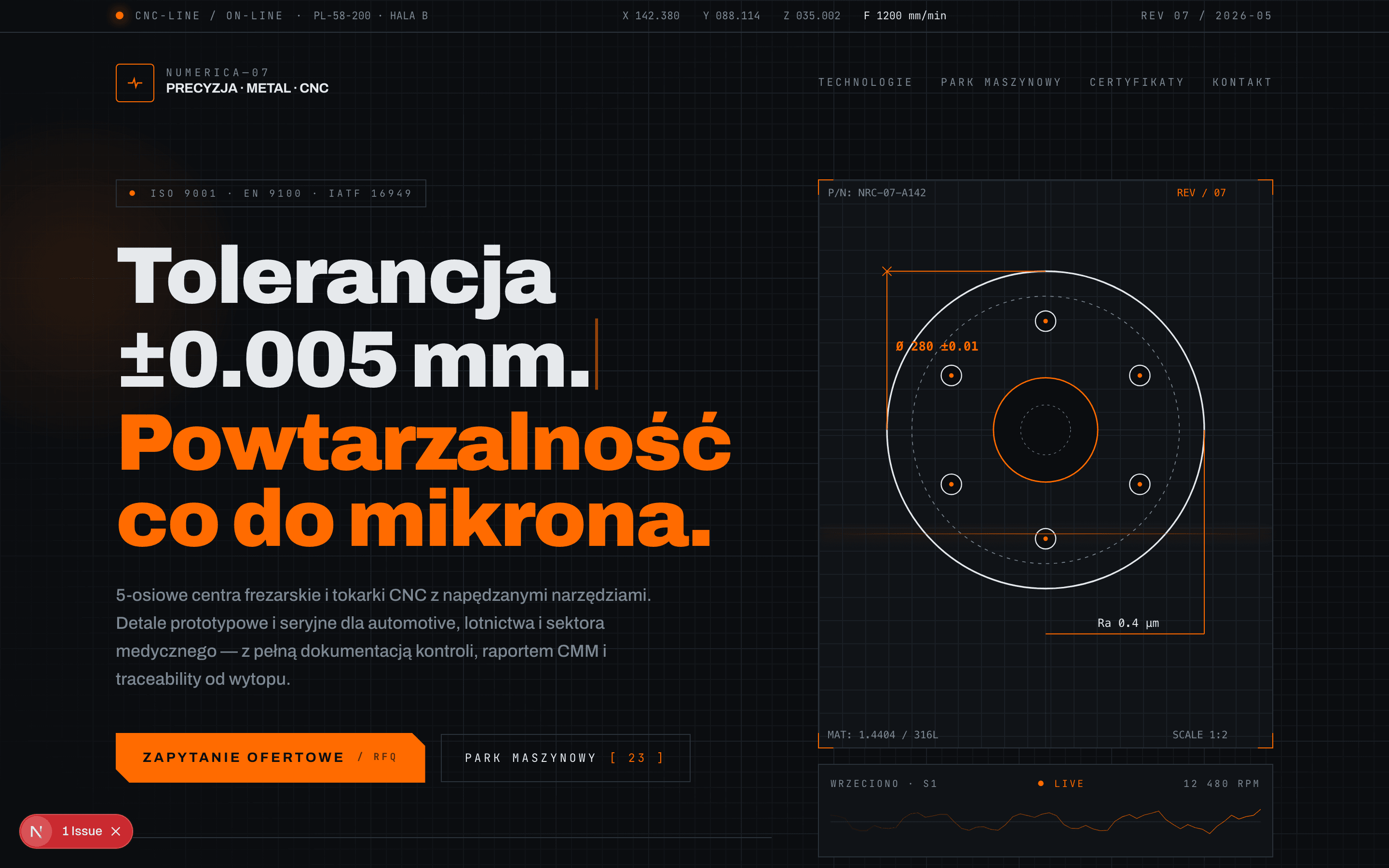 NUMERICA-07 — Obróbka CNC